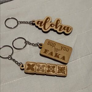 Hawaiian Wooden Keychain with Engraved Designs